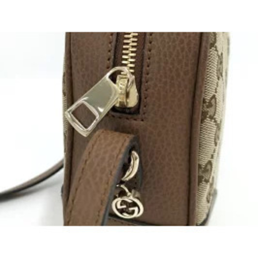 GUCCI Shoulder Bag GG Canvas Leather Brown - Picture 7 of 9